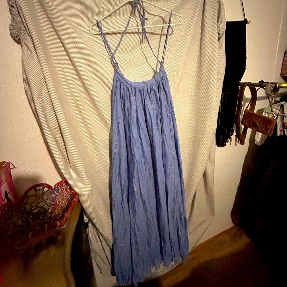 Free People Blue and Gold Maxi Dress